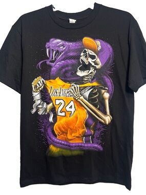 Los Angeles Lakers Shirt Mens Medium Black NBA Basketball Kobe Bryant 24 Mamba